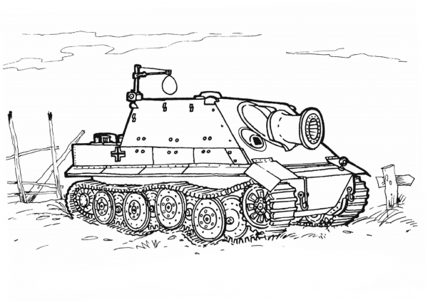 Sturmtiger assault gun coloring page image