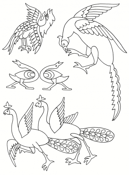 Stylised Birds coloring page image