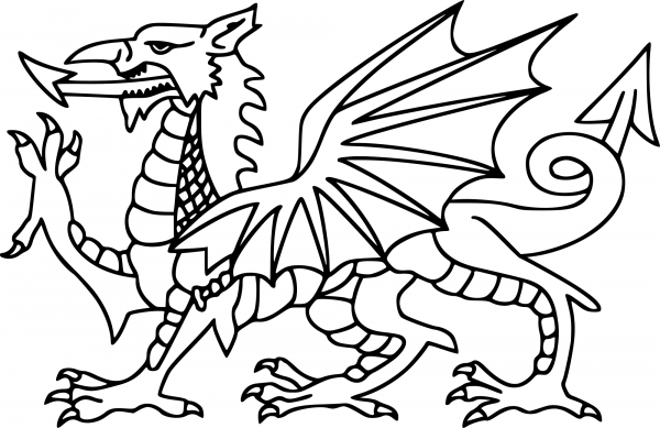 Stylised Dragon Outline coloring page image