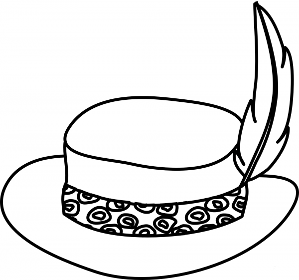 Stylish Hat with Feather coloring page image