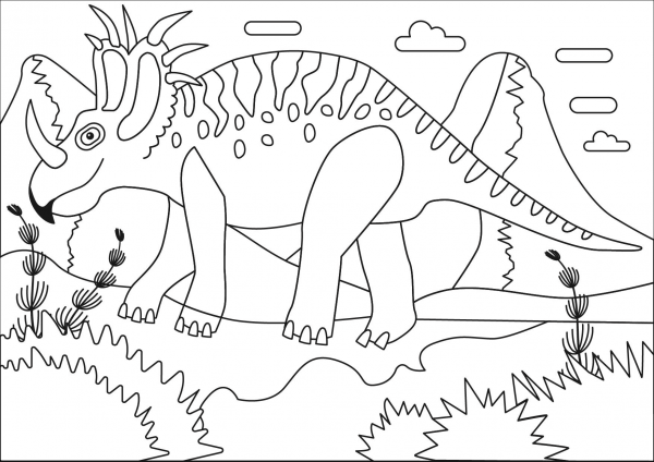 Styracosaurus Cretaceous Period Dinosaur coloring page image
