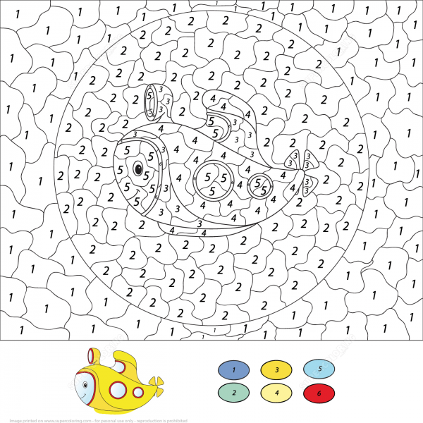 Submarine Color by Number image