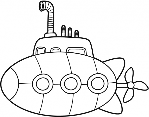 Submarine coloring page image