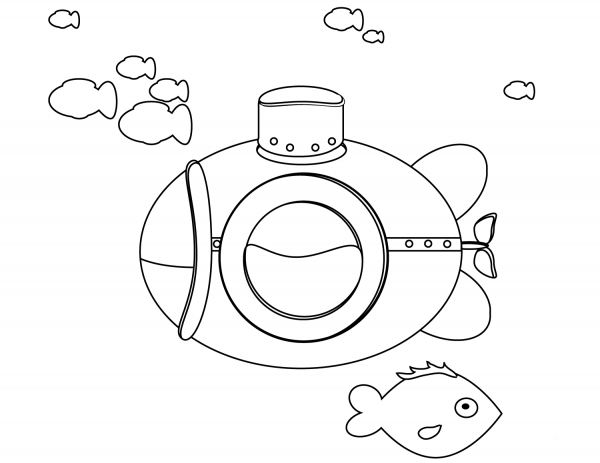 Submarine coloring page image