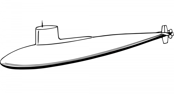 Submarine coloring page image