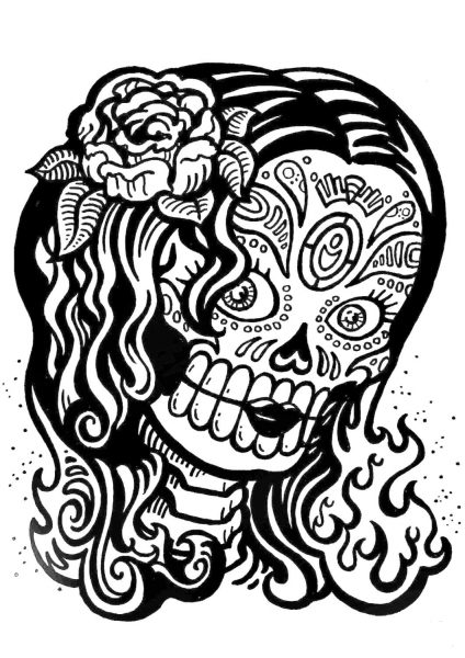Sugar Skull Girl coloring page image