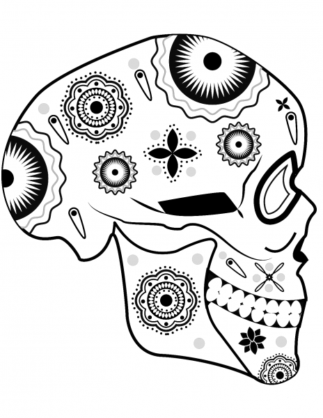 Sugar Skull Side View coloring page image