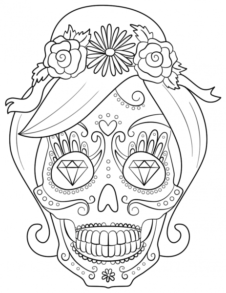 Sugar Skull Woman coloring page image