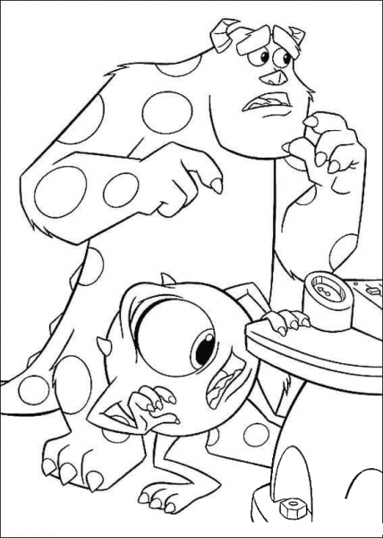 Sulley And Mike are Looking for something coloring page image