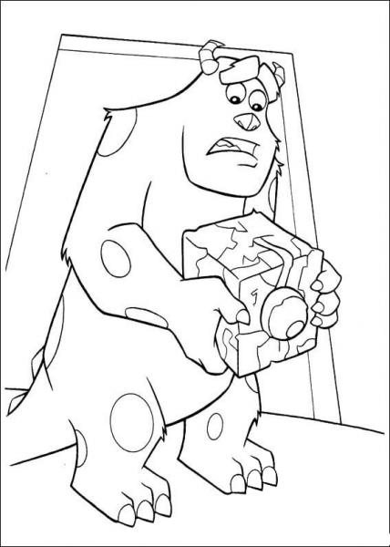Sulley Is Holding A Box  coloring page image
