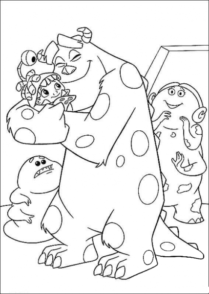 Sulley Loves Boo So Much  coloring page image