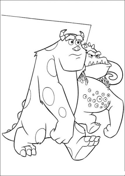 Sulley Will Fight Randall Boggs  coloring page image