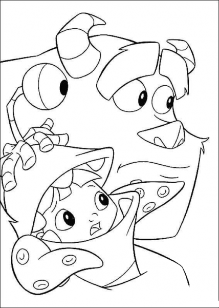 Sulley Will Protect Boo  coloring page image