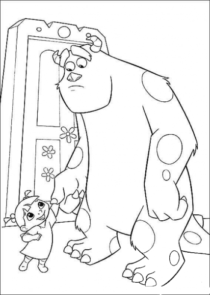 Sulley With Boo  coloring page image