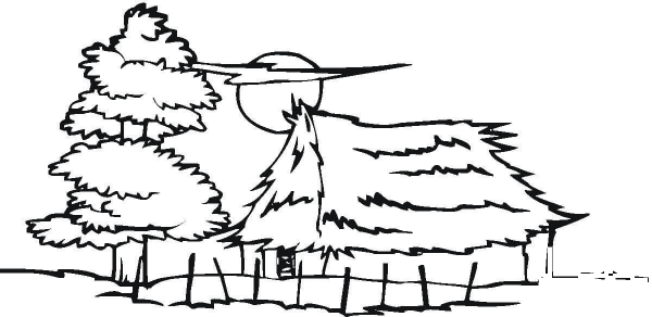 Summer House In The Village  coloring page image