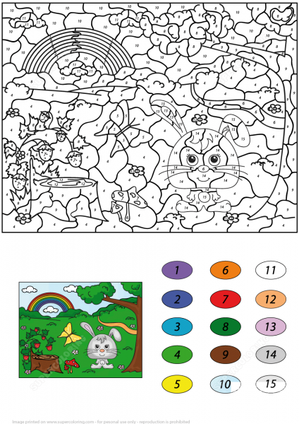 Summer Scene Color by Number image