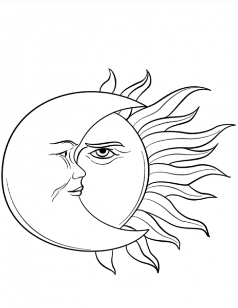Sun and Moon coloring page image