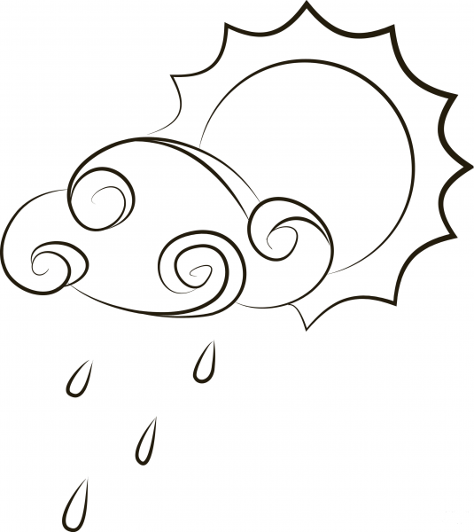 Sun and Rain Cloud coloring page image
