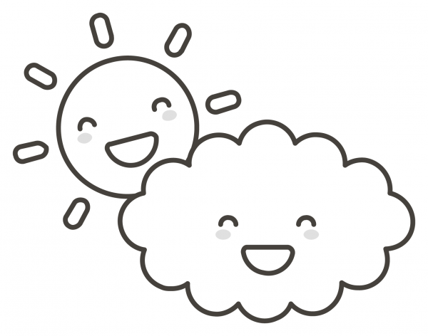 Sun Behind Cloud coloring page image