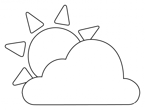 Sun Behind Cloud Emoji coloring page image