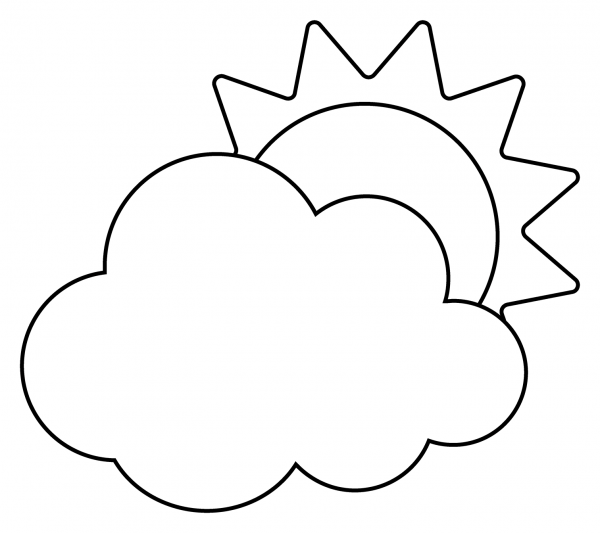 Sun Behind Cloud Emoji coloring page image
