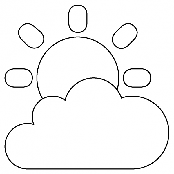 Sun Behind Cloud Emoji coloring page image