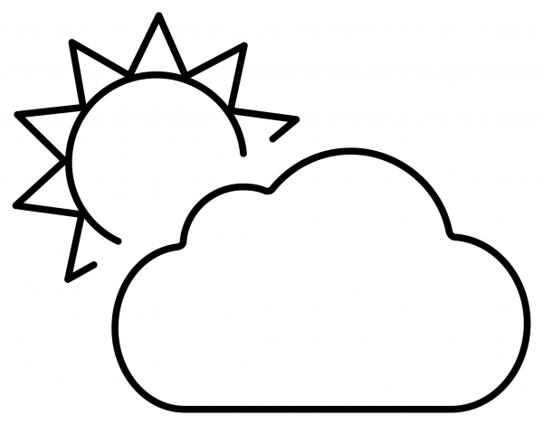 Sun Behind Cloud Emoji coloring page image
