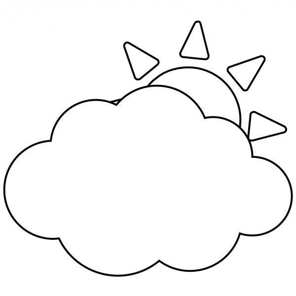 Sun Behind Cloud Emoji coloring page image