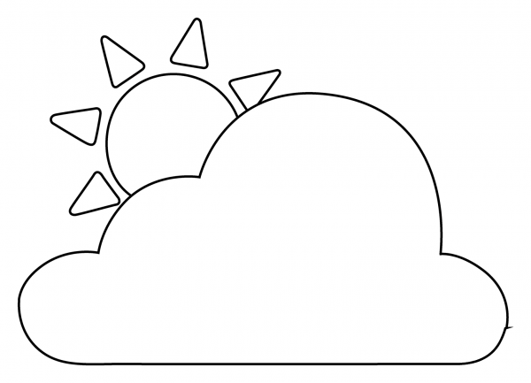 Sun Behind Large Cloud Emoji coloring page image