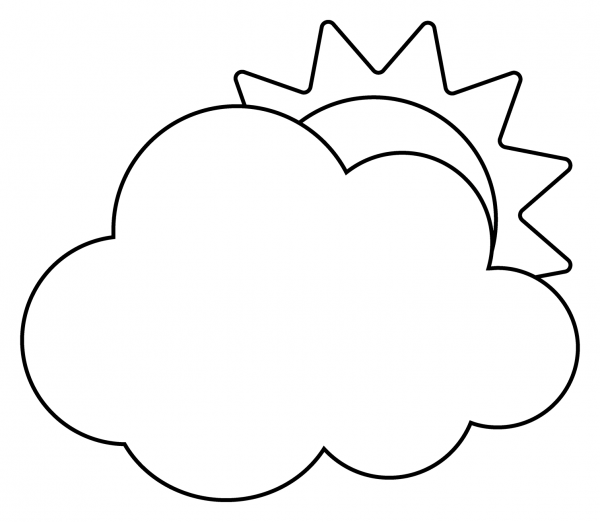 Sun Behind Large Cloud Emoji coloring page image
