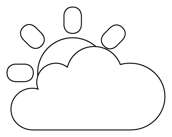 Sun Behind Large Cloud Emoji coloring page image