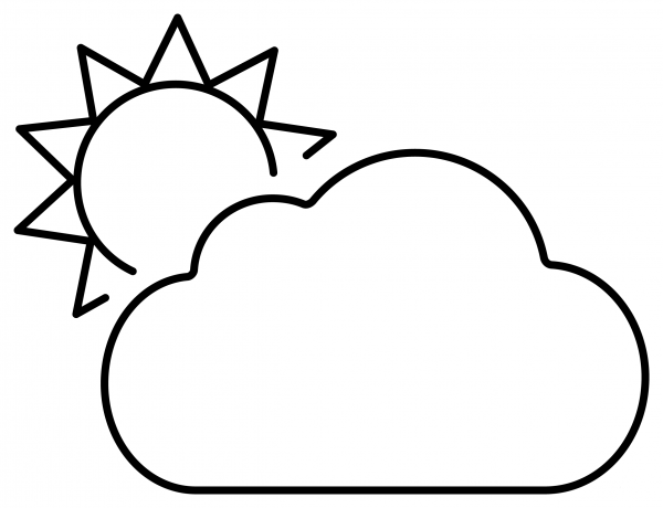 Sun Behind Large Cloud Emoji coloring page image