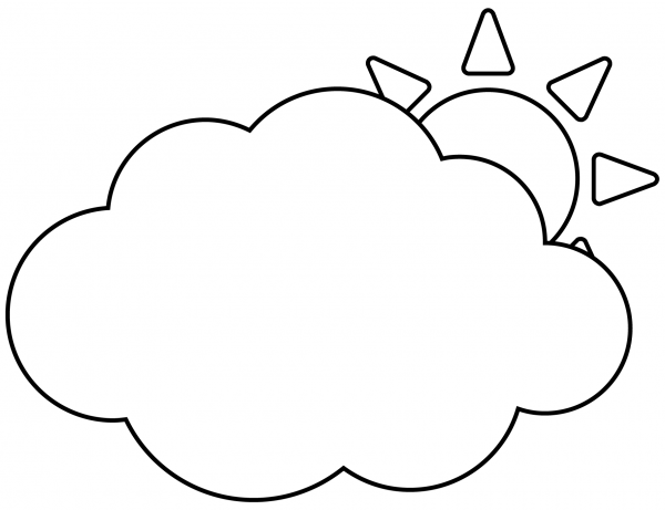 Sun Behind Large Cloud Emoji coloring page image