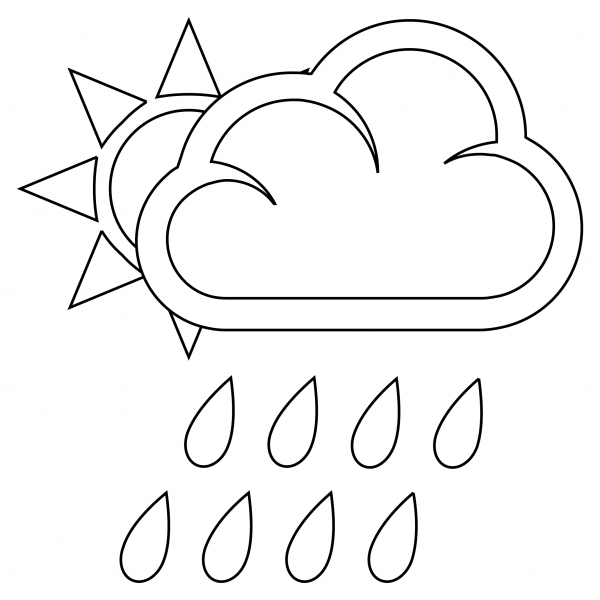 Sun Behind Rain Cloud coloring page image