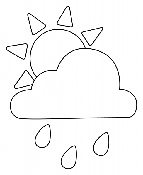 Sun Behind Rain Cloud Emoji coloring page image