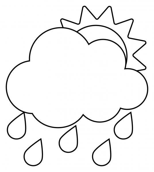 Sun Behind Rain Cloud Emoji coloring page image