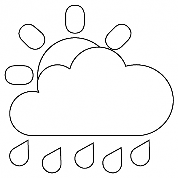 Sun Behind Rain Cloud Emoji coloring page image
