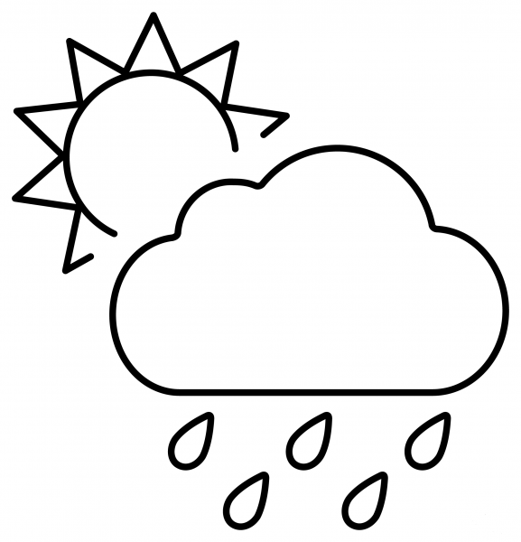 Sun Behind Rain Cloud Emoji coloring page image
