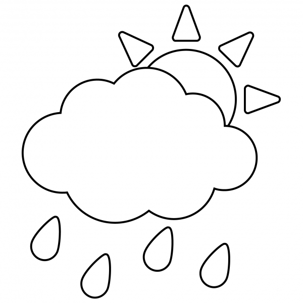 Sun Behind Rain Cloud Emoji coloring page image