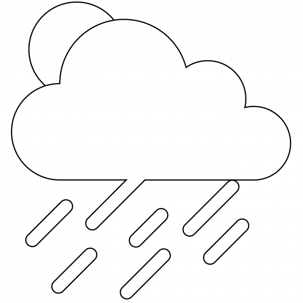 Sun Behind Rainy Cloud Emoji coloring page image
