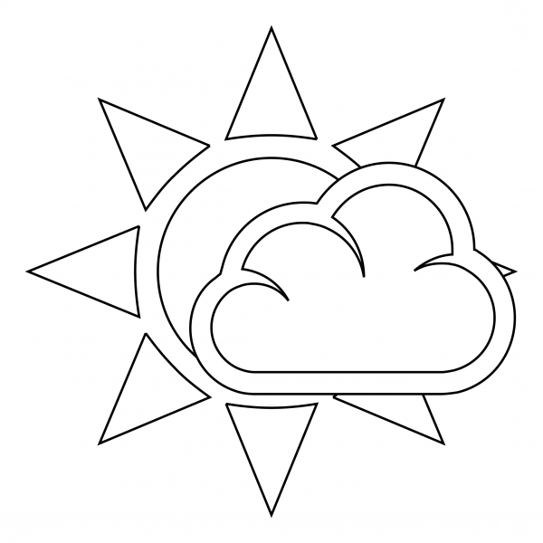 Sun Behind Small Cloud coloring page image