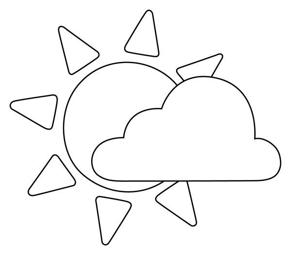 Sun Behind Small Cloud Emoji coloring page image