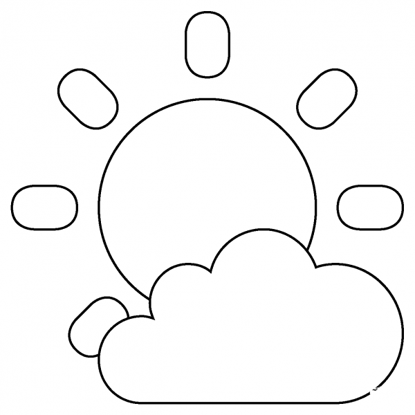 Sun Behind Small Cloud Emoji coloring page image