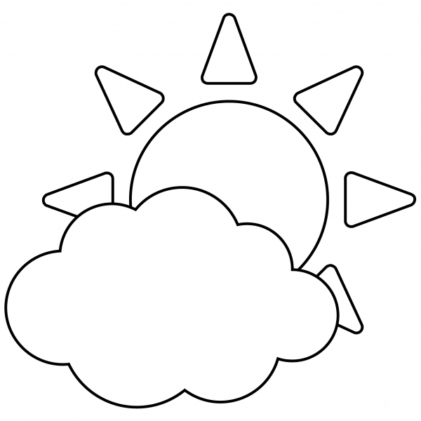 Sun Behind Small Cloud Emoji coloring page image