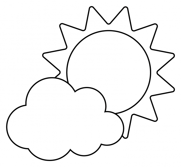 Sun Behind Small Cloud Emoji coloring page image