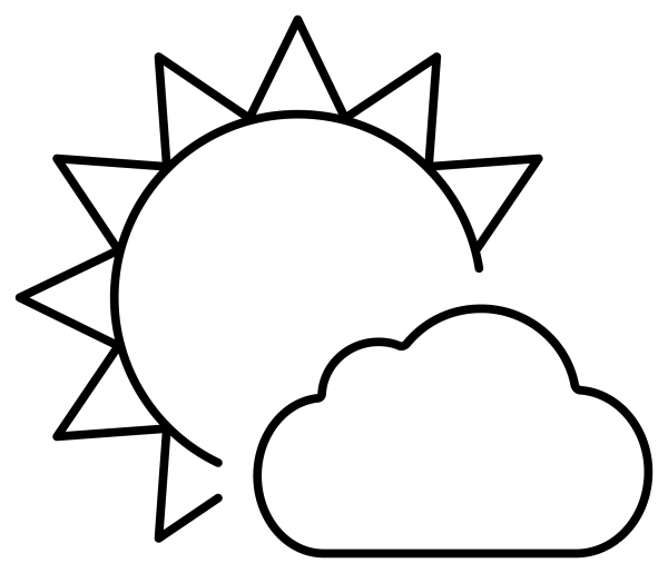 Sun Behind Small Cloud Emoji coloring page image
