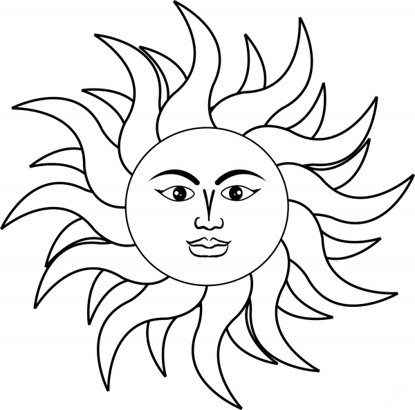 Sun coloring page image