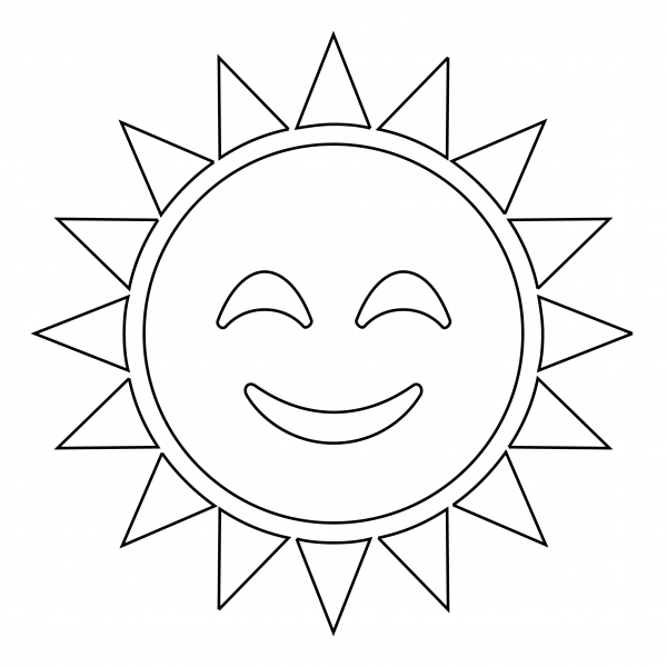 Sun with Face coloring page image