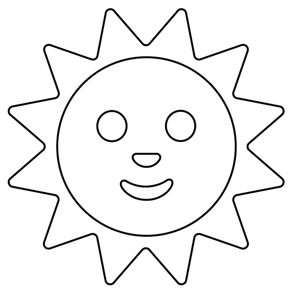 Sun with Face Emoji coloring page image