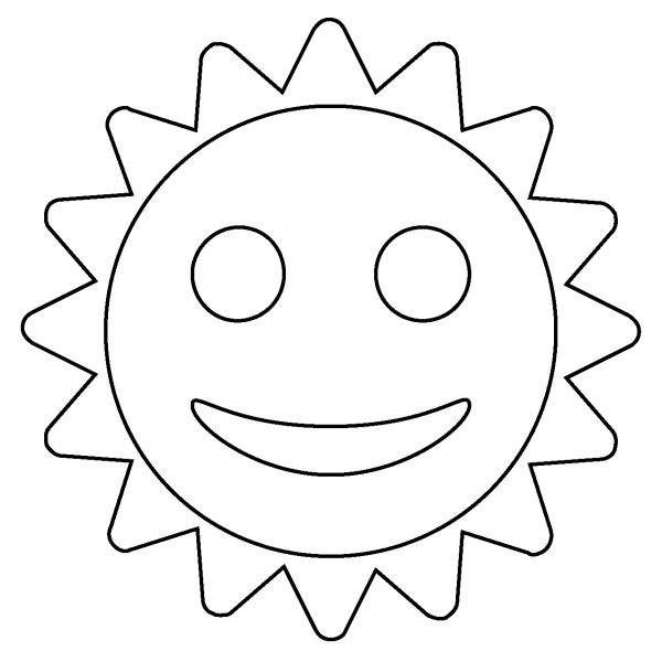 Sun with Face Emoji coloring page image